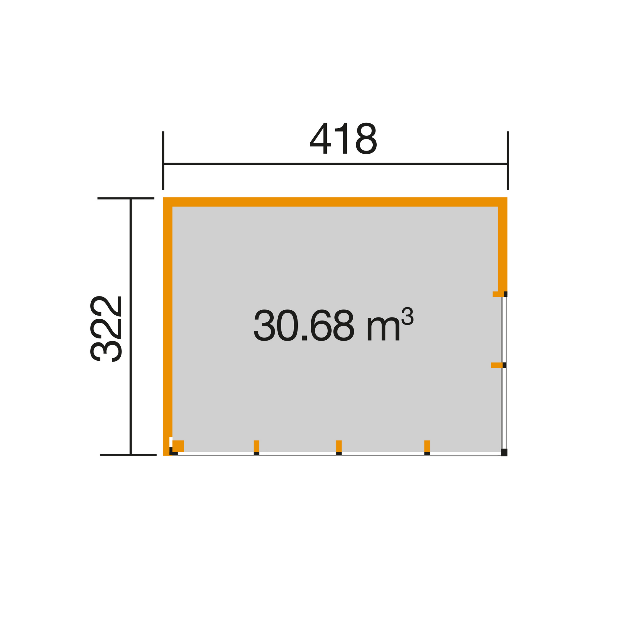 Gartenhaus '412 Gr.2' naturfarben 418 x 239,4 x 321,9 cm