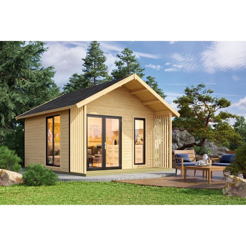 Gartenhaus aus Holz mit Terrasse