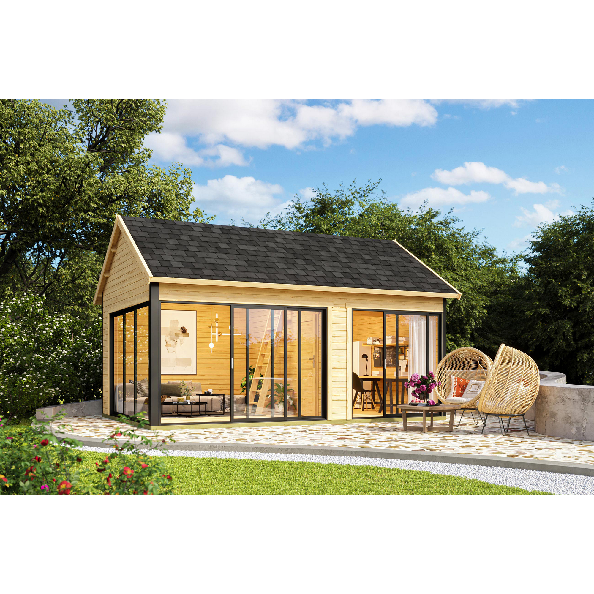 Gartenhaus 'M 445 A' naturfarben 578 x 250,8 x 390 cm