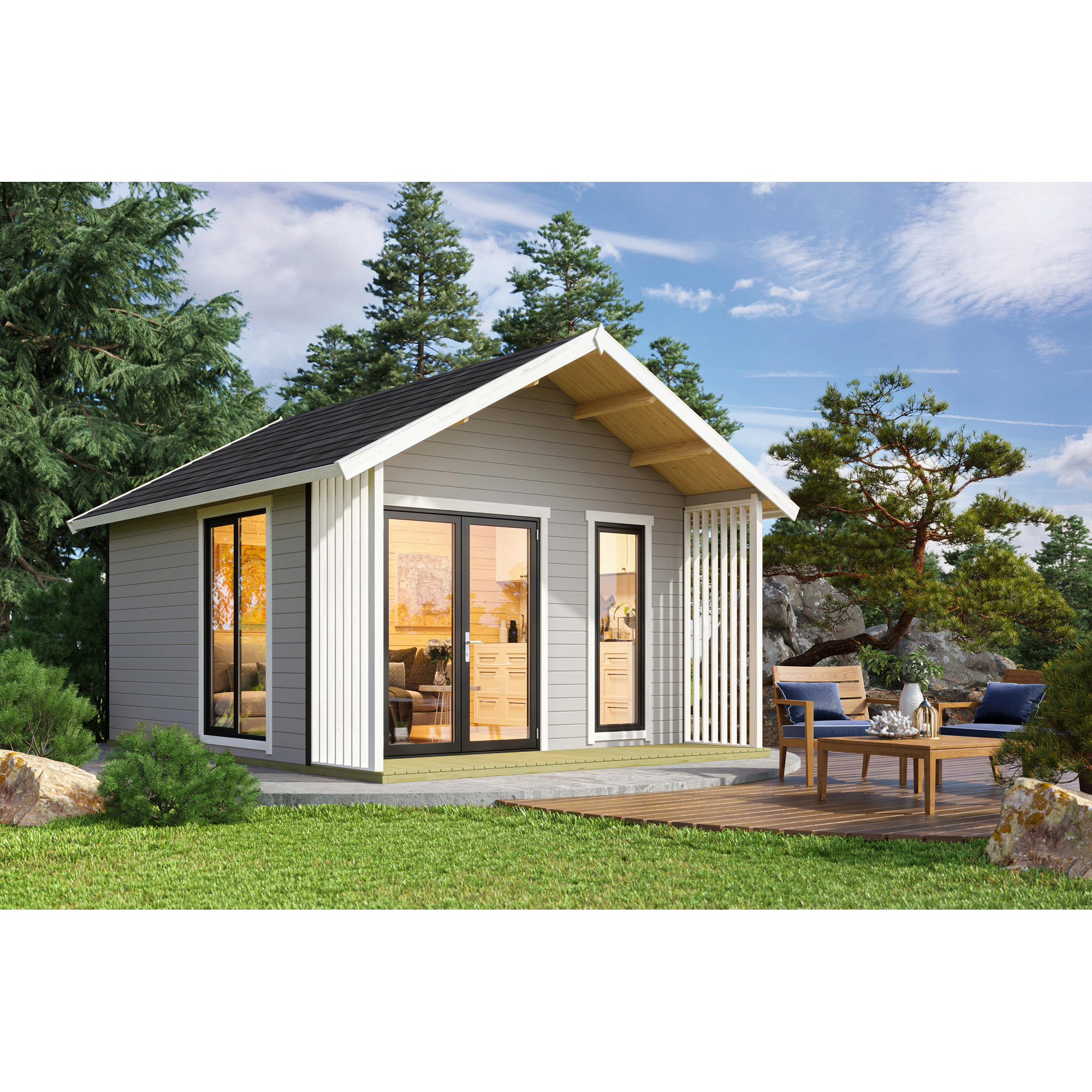 Gartenhaus 'M 445' hellgrau 390 x 228 x 410 cm