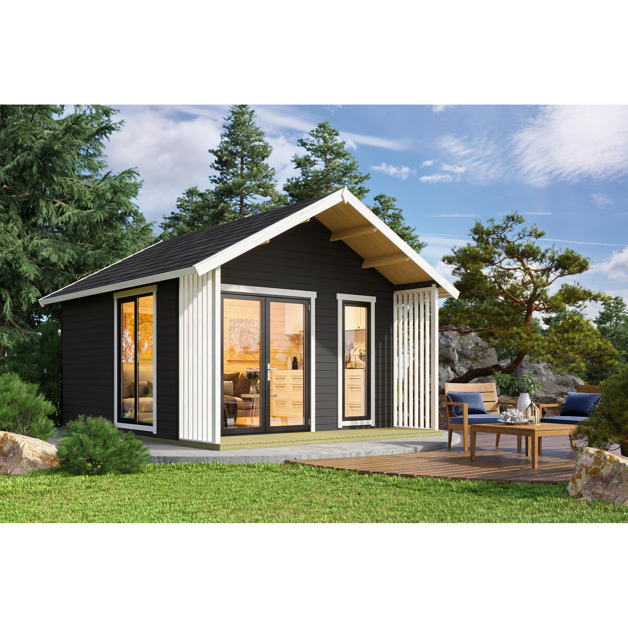 Modernes Gartenhaus mit Terrasse
