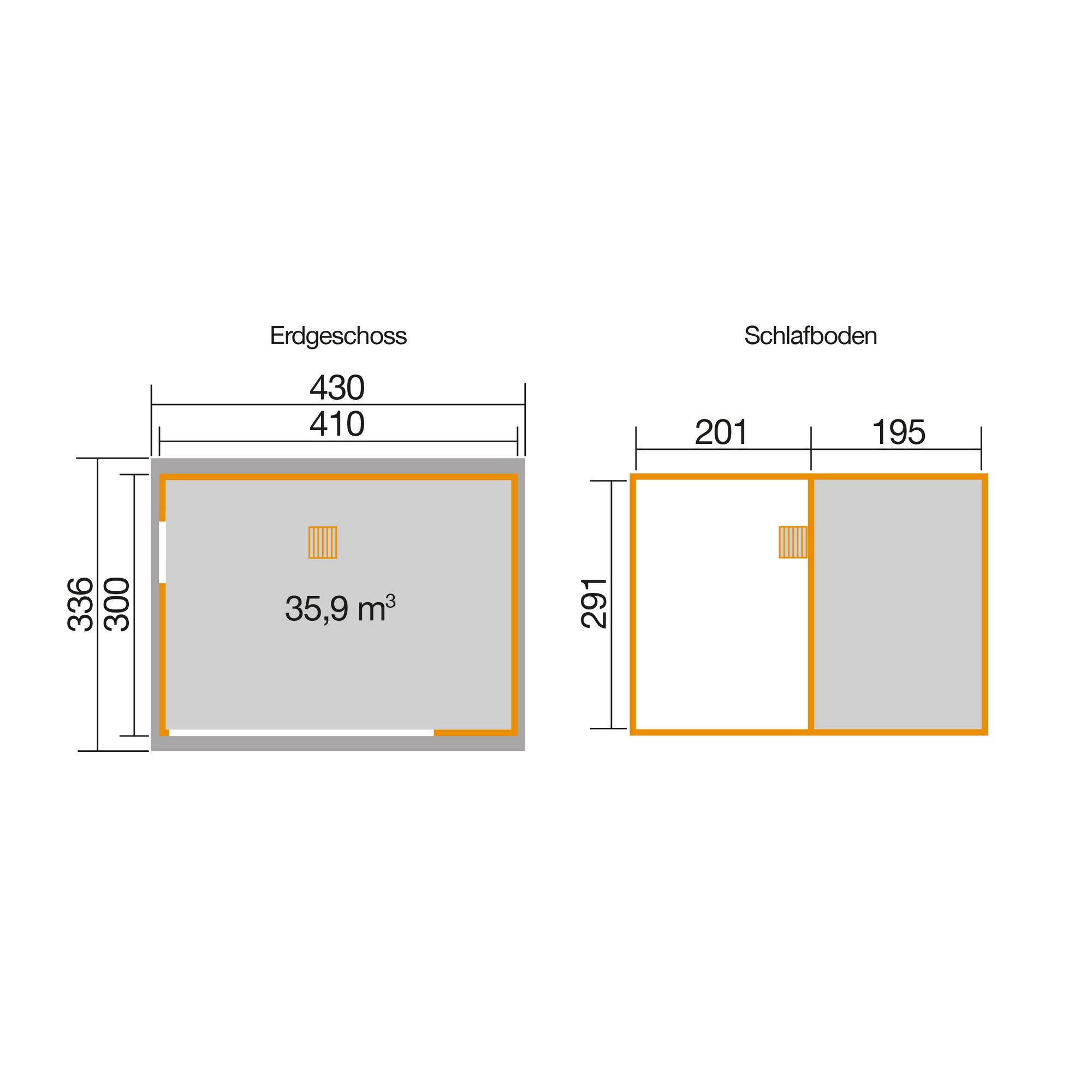 Gartenhaus 'M 445 A' graphitgrau 410 x 250,8 x 300 cm