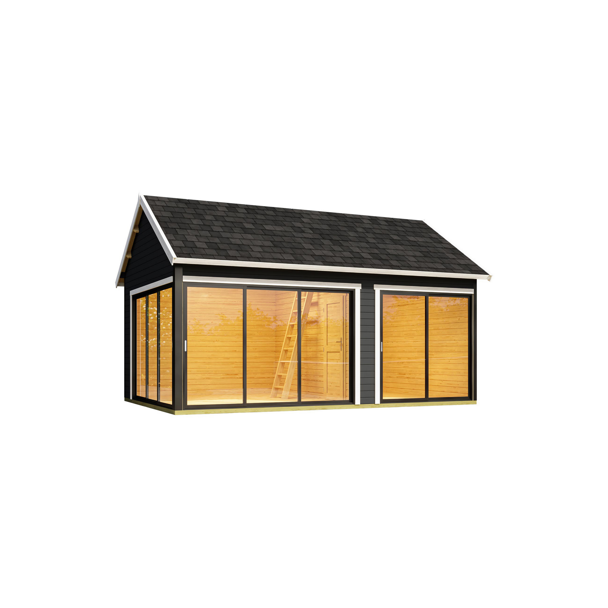 Gartenhaus 'M 445 A' graphitgrau 578 x 250,8 x 390 cm