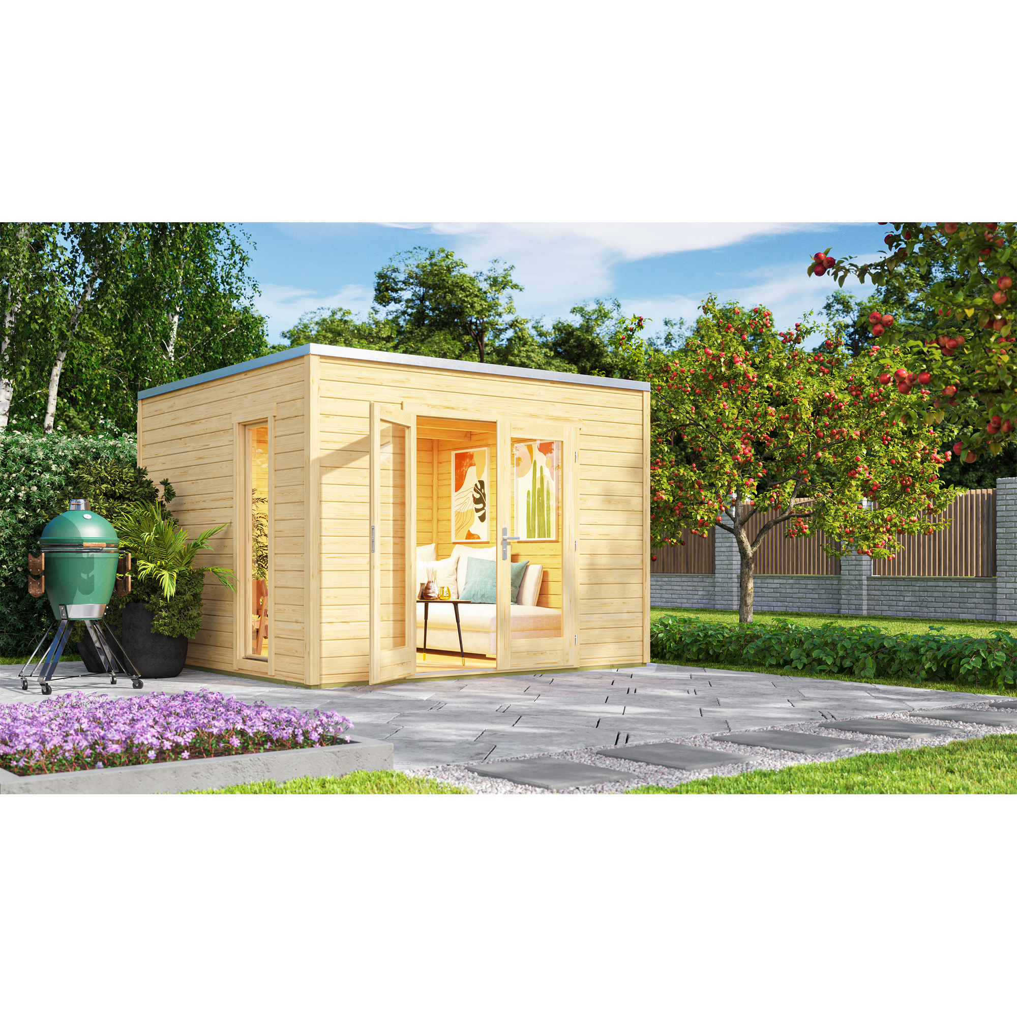 Weka Gartenhaus ‚P 285‘ naturfarben 300 x 222,3 x 300 cm – 6.66 qm