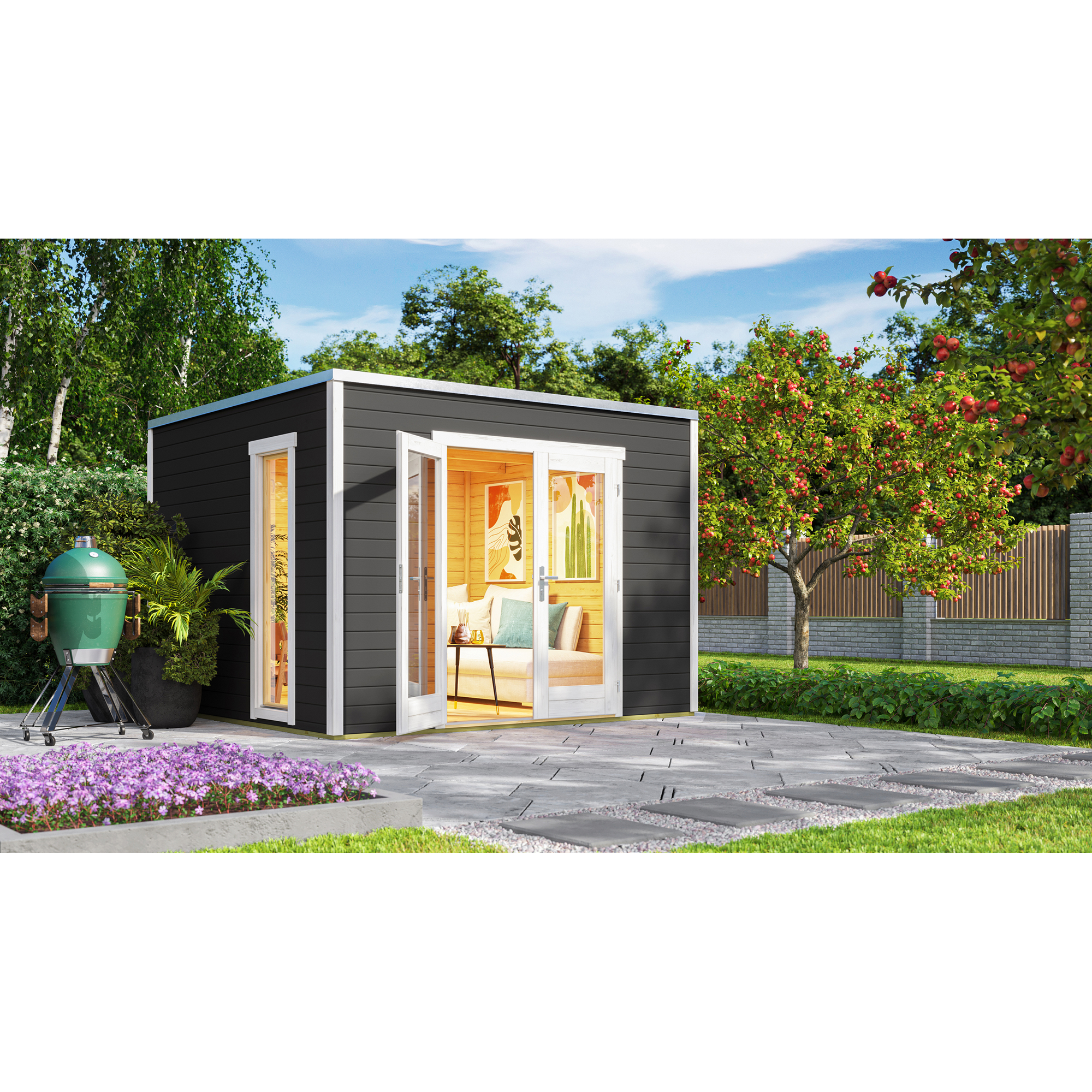 Weka Gartenhaus ‚P 285‘ graphitgrau 300 x 222,3 x 300 cm – 6.66 qm