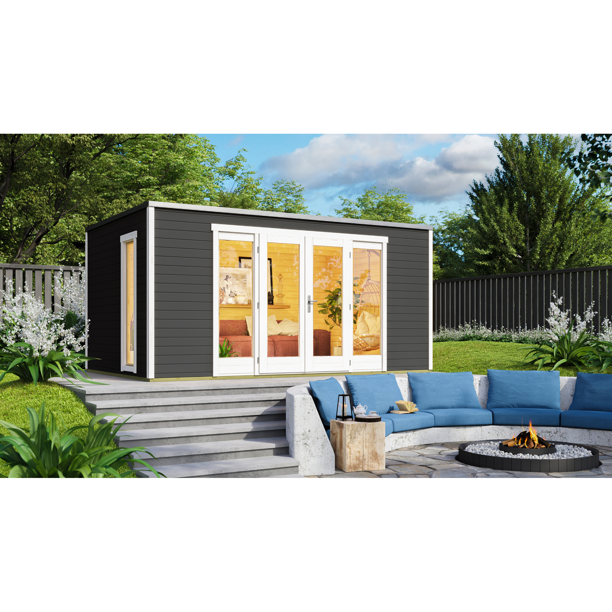 Gartenhaus 'P 285' graphitgrau 450 x 222,3 x 300 cm