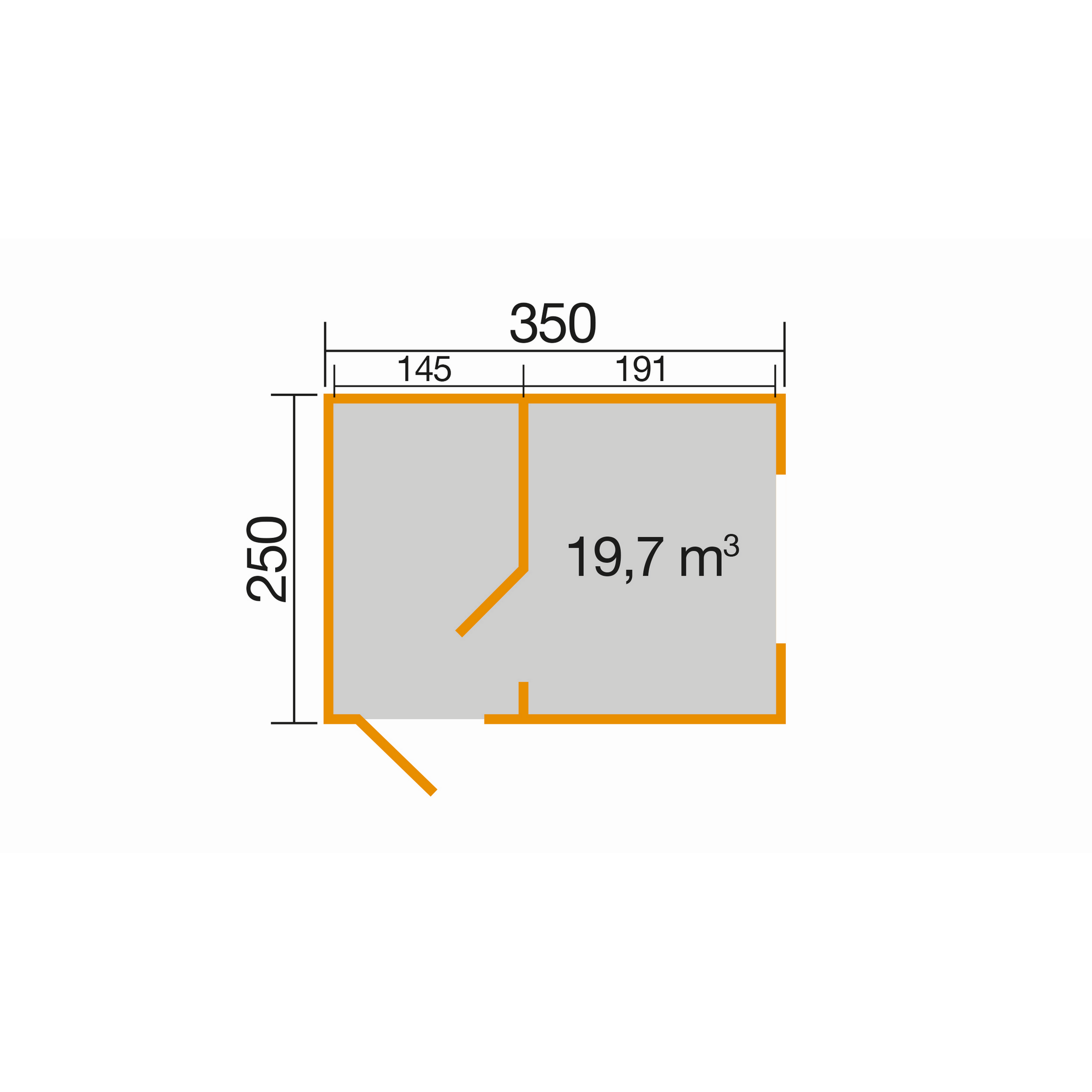 Gartenhaus 'S 445' hellgrau 350 x 239,4 x 250 cm