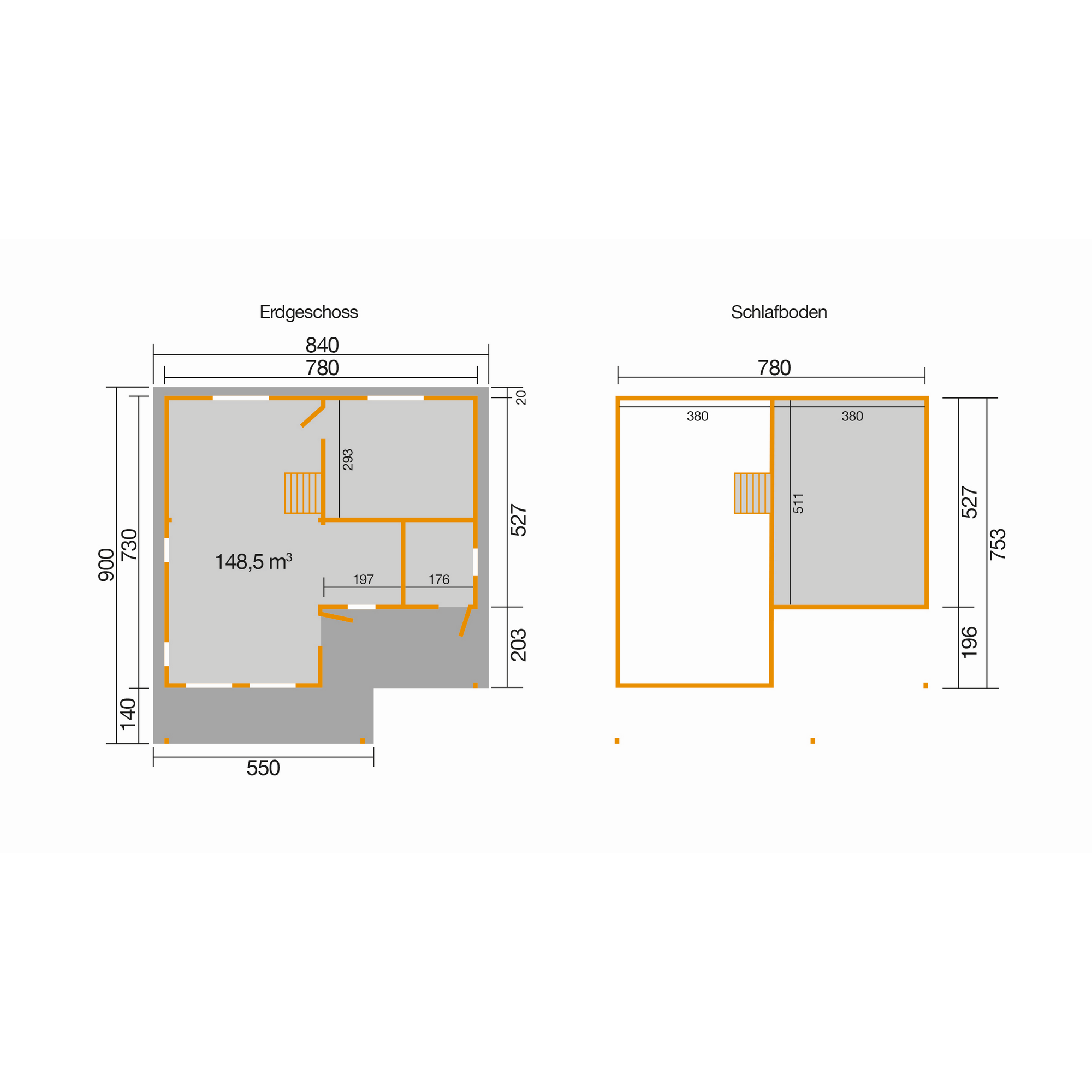 Grundriss Erdgeschoss und Schlafboden