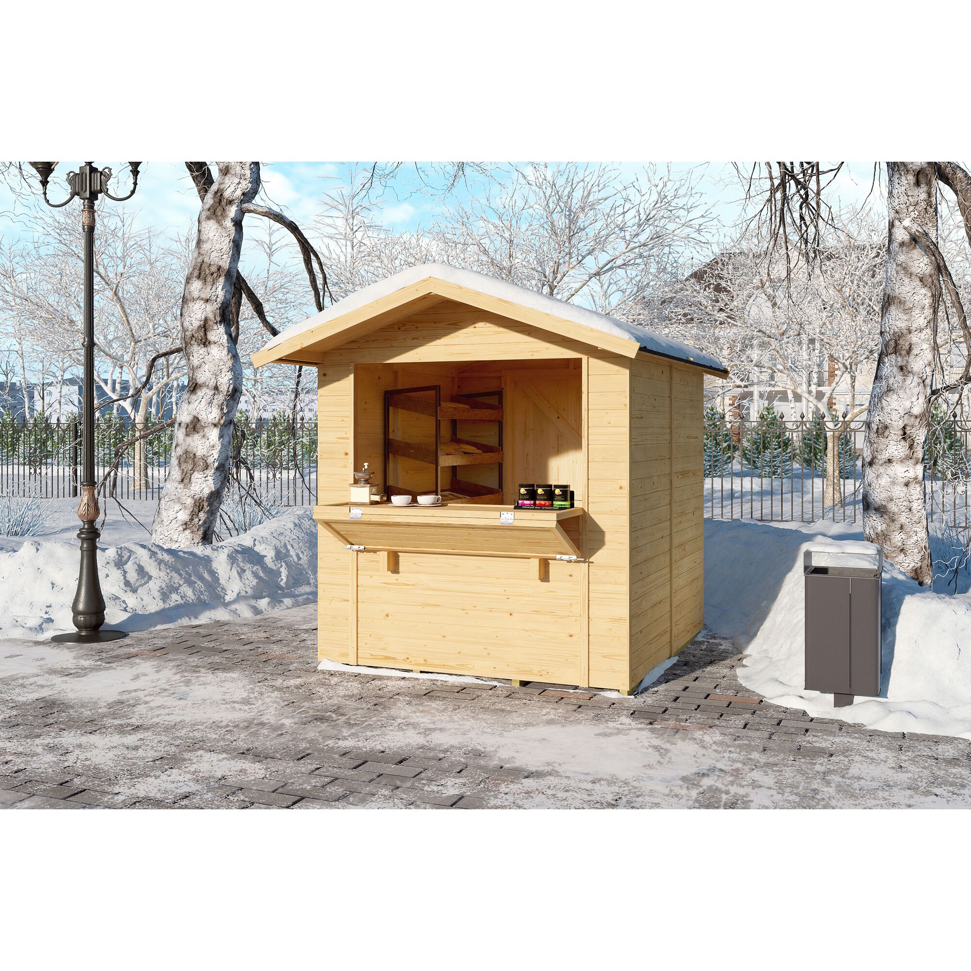 Holz Verkaufsstand im Winter