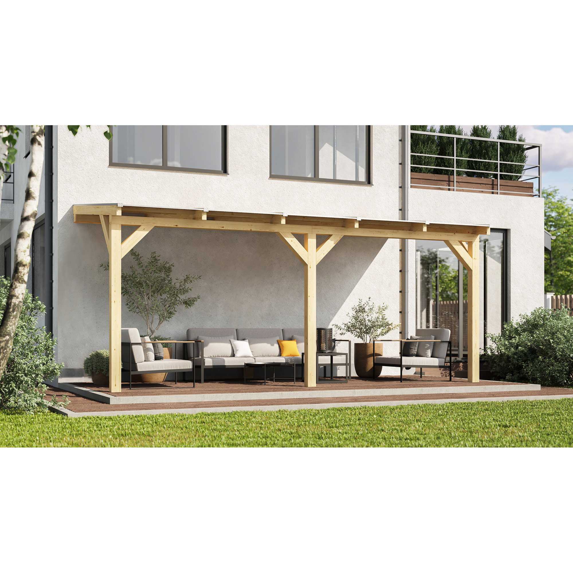 Terrassenüberdachung '672' Gr.3 Leimholz natur 541 x 275 x 26 cm