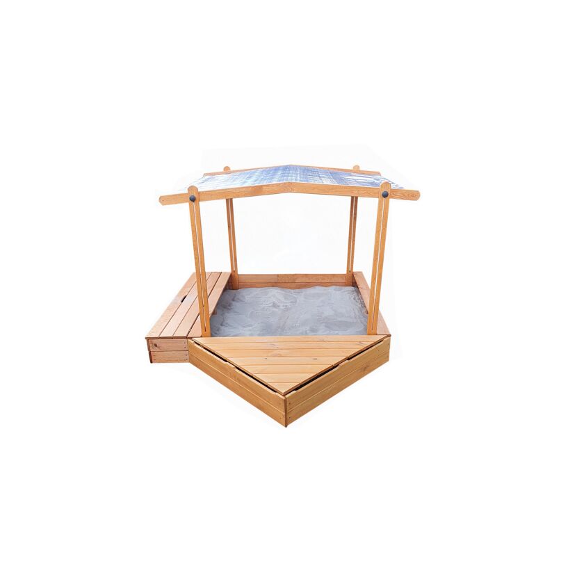 Hölzerner Sandkasten mit Dach