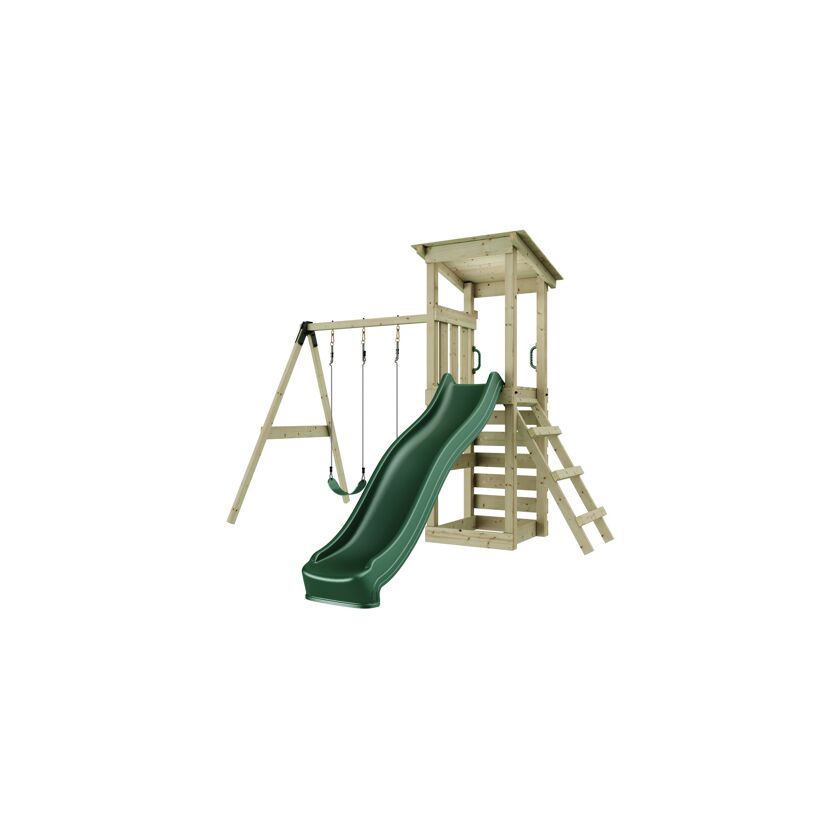 Spielturm mit Schaukel und Rutsche
