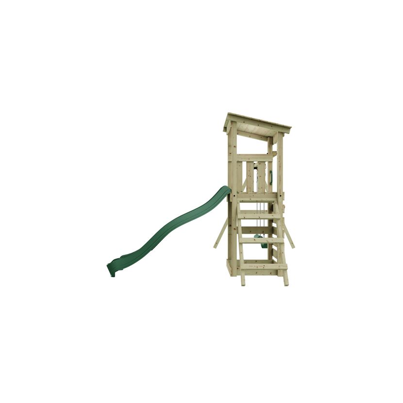 Hölzerner Spielturm mit Rutsche