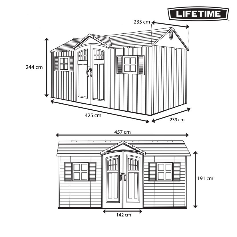 Gartenhaus Lifetime mit Maßen