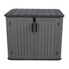 Graue Mülltonnenbox aus Kunststoff