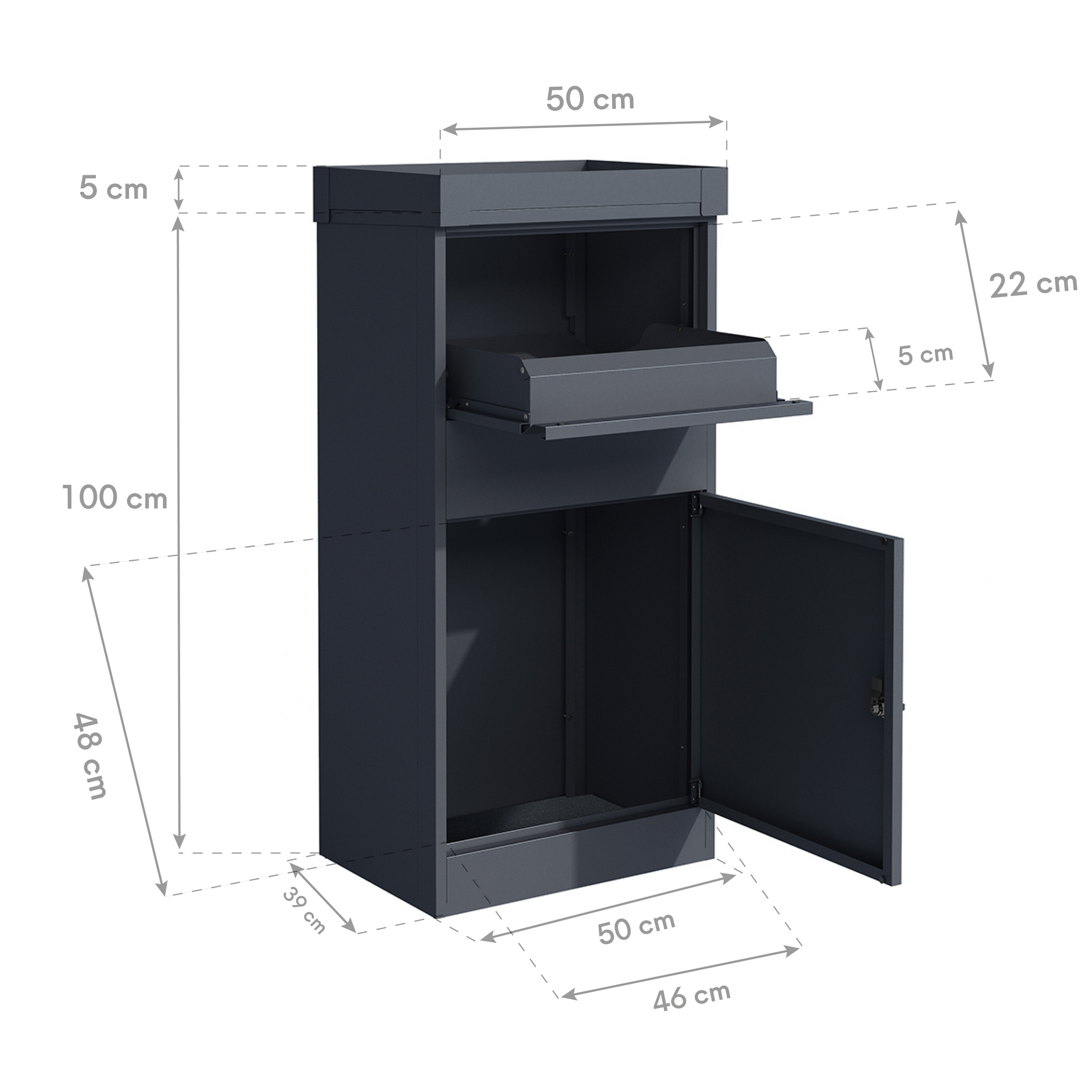 Paketbox 'Piet' anthrazit 50 x 105 x 37 cm + product picture