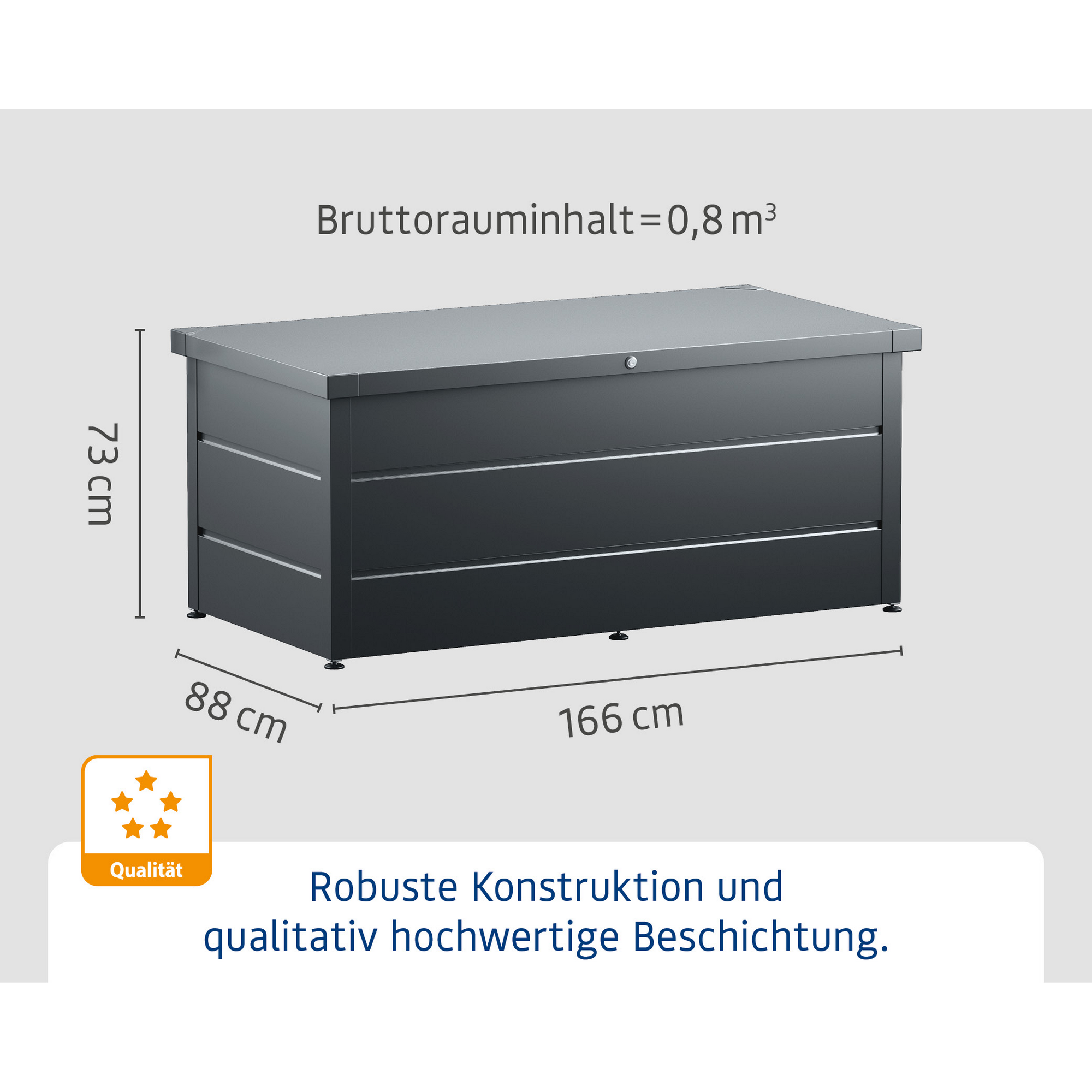 Gartenbox Stahl anthrazit 166 x 87,5 x 72,5 cm + product picture