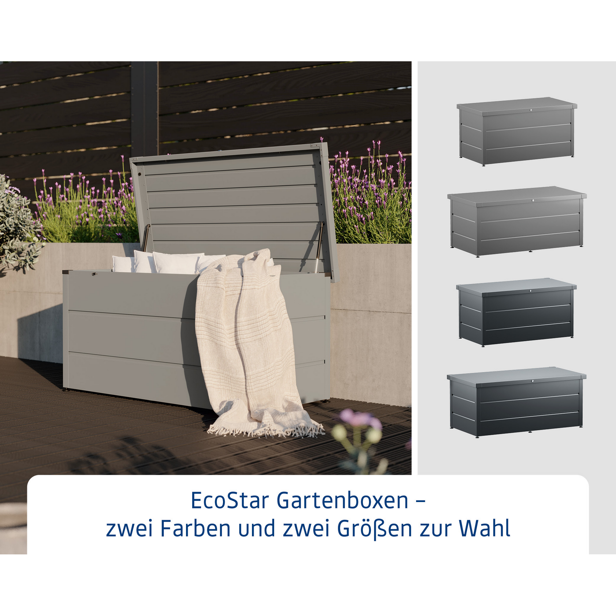 Gartenbox Stahl anthrazit 166 x 87,5 x 72,5 cm + product picture