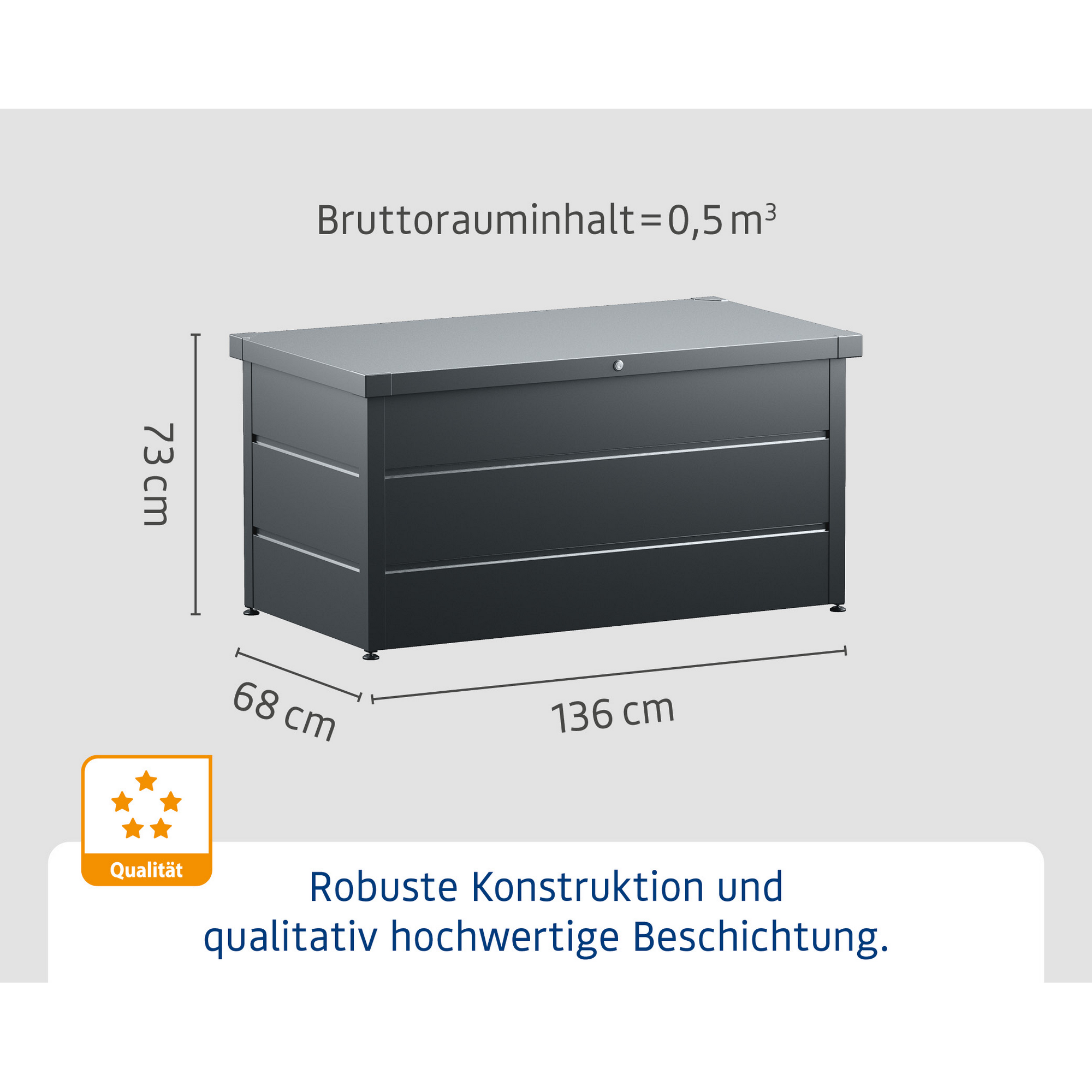 Gartenbox Stahl anthrazit 136 x 67,5 x 72,5 cm + product picture