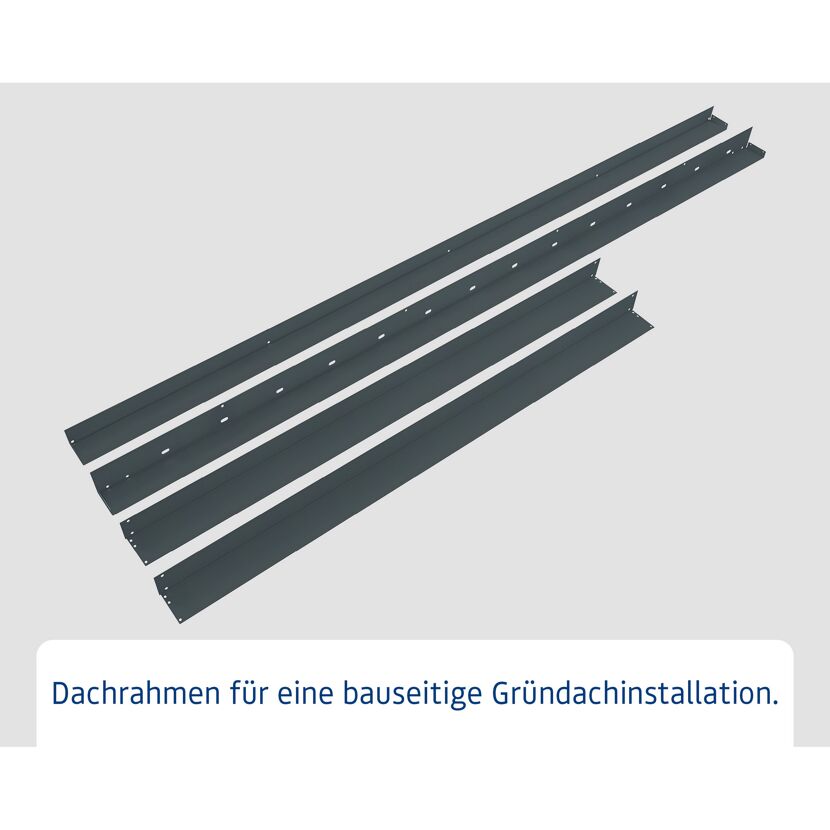 Vier Dachrahmen vor grauem Hintergrund.