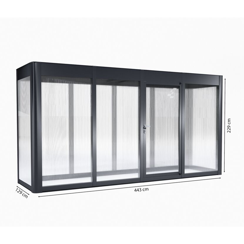Gewächshaus 'SunGarden Select 4.1' 443 x 128 cm mit 10 mm Doppelstegplatten anthrazit-metallic