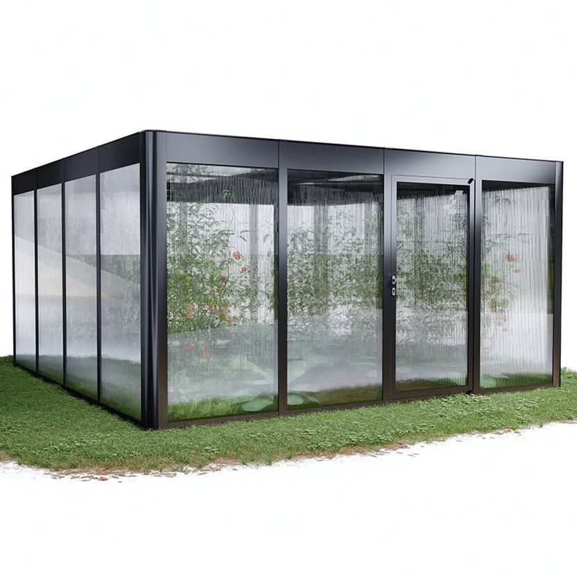 Gewächshaus 'SunGarden Select 4.4' 443 x 443 cm mit 10 mm Doppelstegplatten anthrazit-metallic