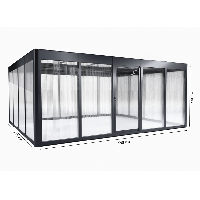 Gewächshaus 'SunGarden Select 5.4' 548 x 443 cm mit 10 mm Doppelstegplatten anthrazit-metallic