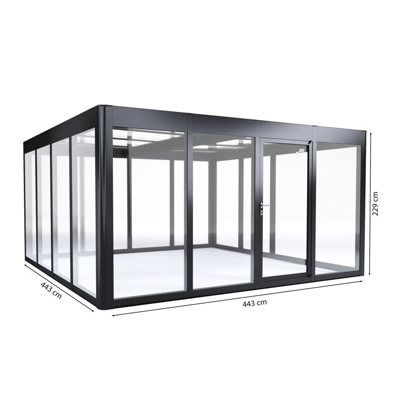 Gewächshaus 'SunGarden Infinity 4.4' 443 x 433 cm mit 6 mm Acrylglas anthrazit-metallic