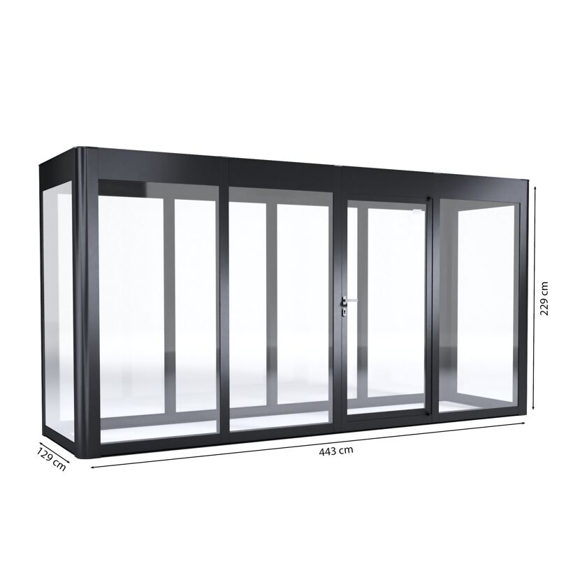 Gewächshaus 'SunGarden Energy 4.1' 443 x 128 cm mit 6 mm Acrylglas Solardach anthrazit-metallic