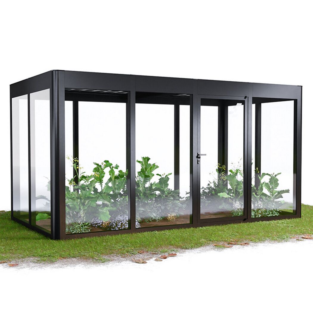 Gewächshaus 'SunGarden Energy 4.2' 443 x 233 cm mit 6 mm Acrylglas Solardach anthrazit-metallic