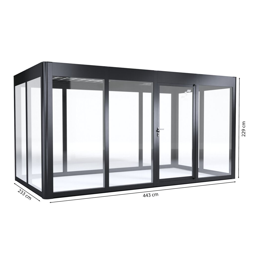 Gewächshaus 'SunGarden Energy 4.2' 443 x 233 cm mit 6 mm Acrylglas Solardach anthrazit-metallic