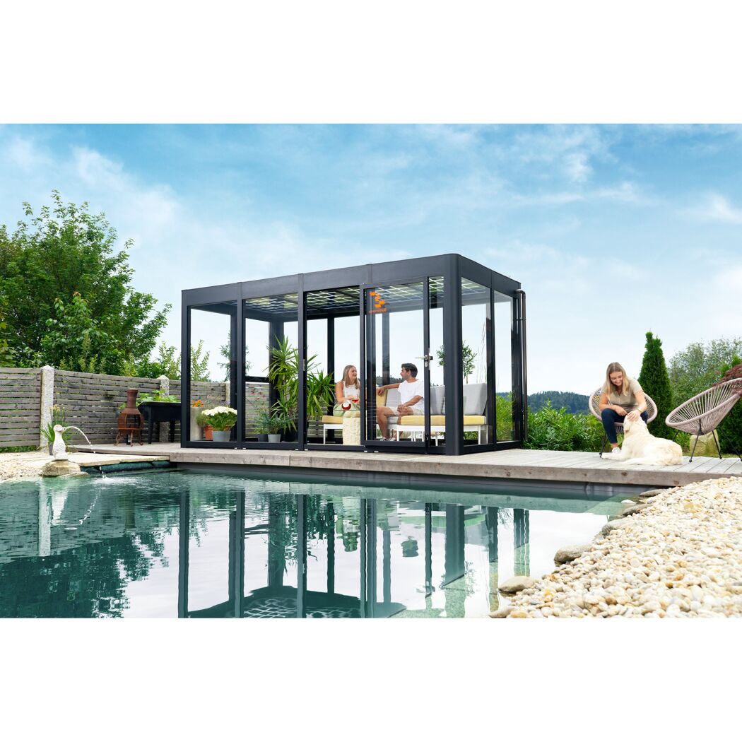 Gewächshaus 'SunGarden Energy 4.2' 443 x 233 cm mit 6 mm Acrylglas Solardach anthrazit-metallic