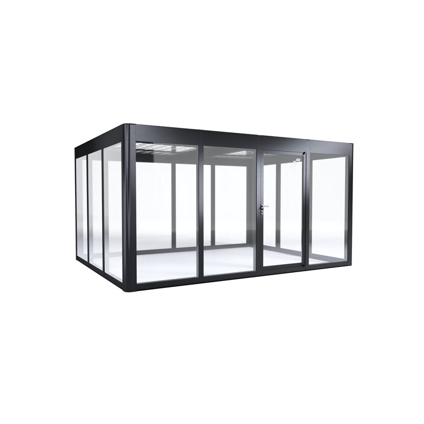 Gewächshaus 'SunGarden Energy 3.4' 443 x 338 cm mit 6 mm Acrylglas Solardach anthrazit-metallic