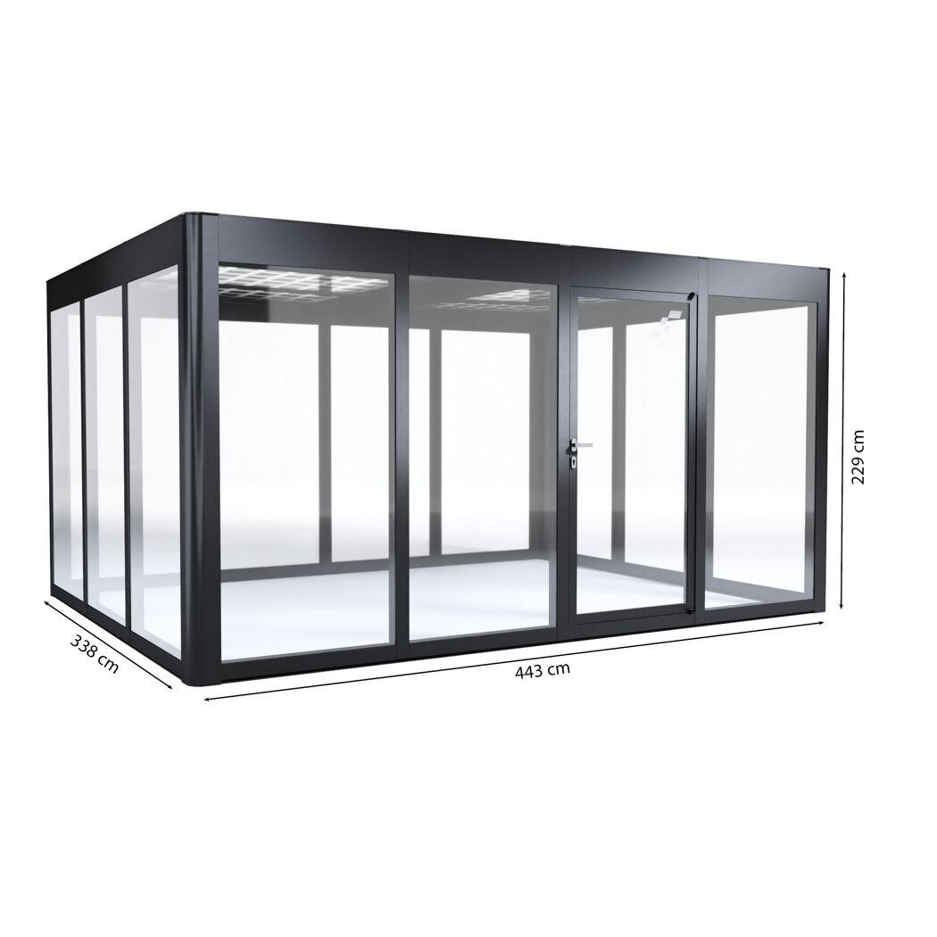 Gewächshaus 'SunGarden Energy 3.4' 443 x 338 cm mit 6 mm Acrylglas Solardach anthrazit-metallic