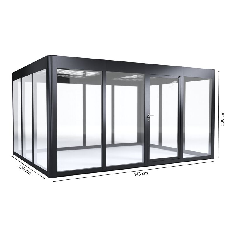 Gewächshaus 'SunGarden Energy 3.4' 443 x 338 cm mit 6 mm Acrylglas Solardach anthrazit-metallic