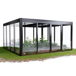 Gewächshaus 'SunGarden Energy 4.4' 443 x 443 cm mit 6 mm Solardach Acrylglas anthrazit-metallic