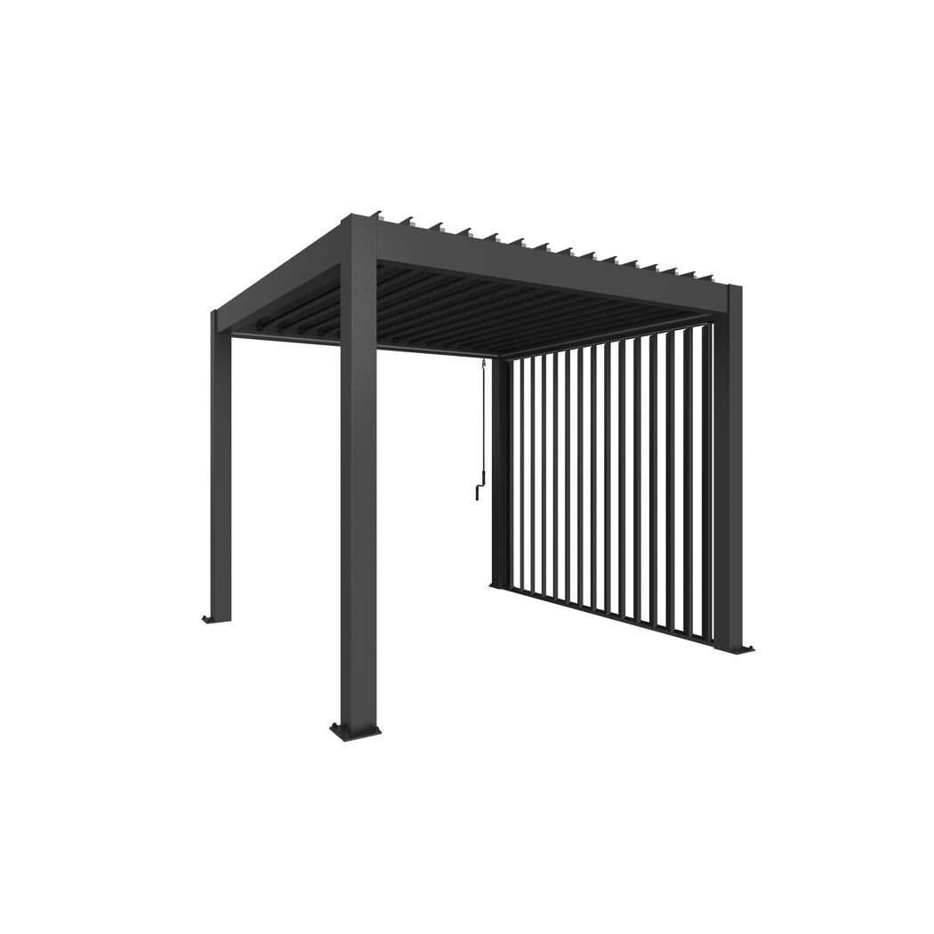 Schwarze Pergola mit Lamellendach