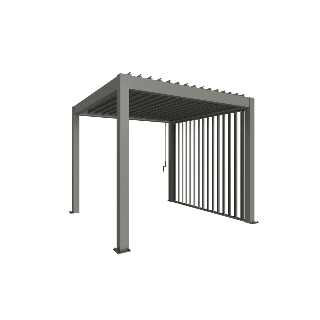 Graue Pergola mit Lamellendach