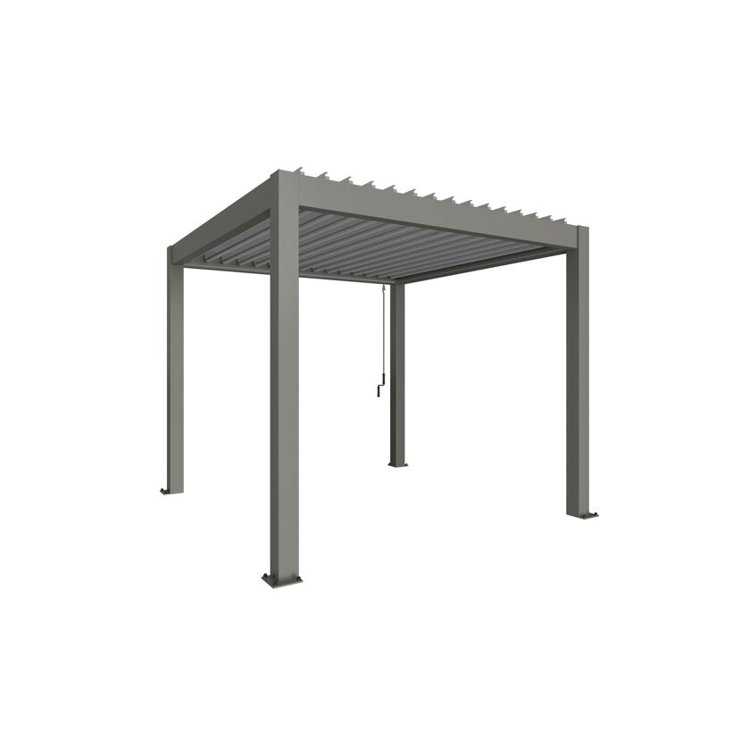 Graue Pergola mit Lamellendach