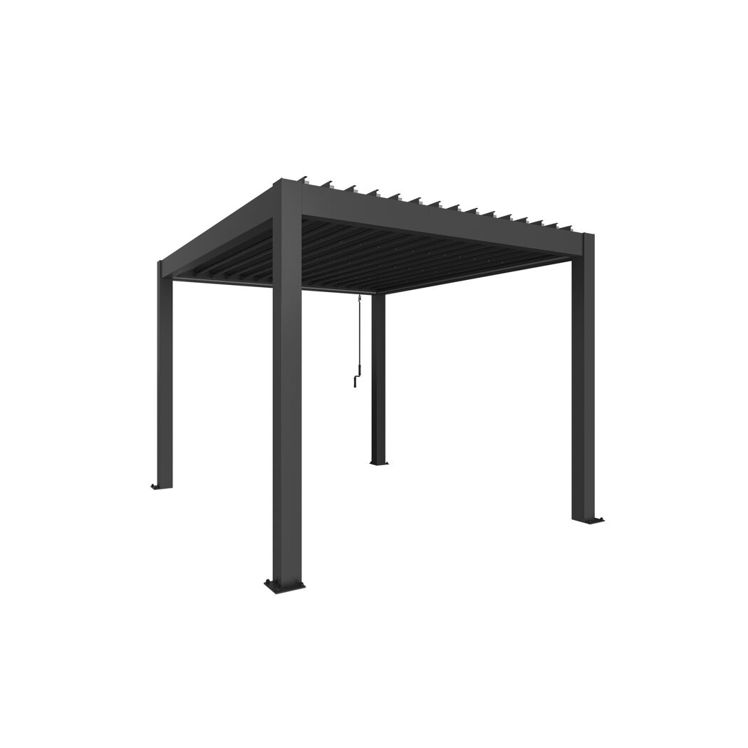 Schwarze Pergola mit Lamellendach