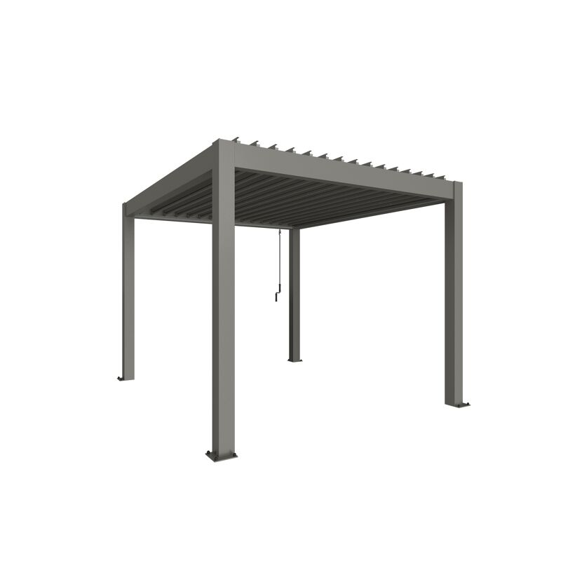 Graue Pergola mit Lamellendach
