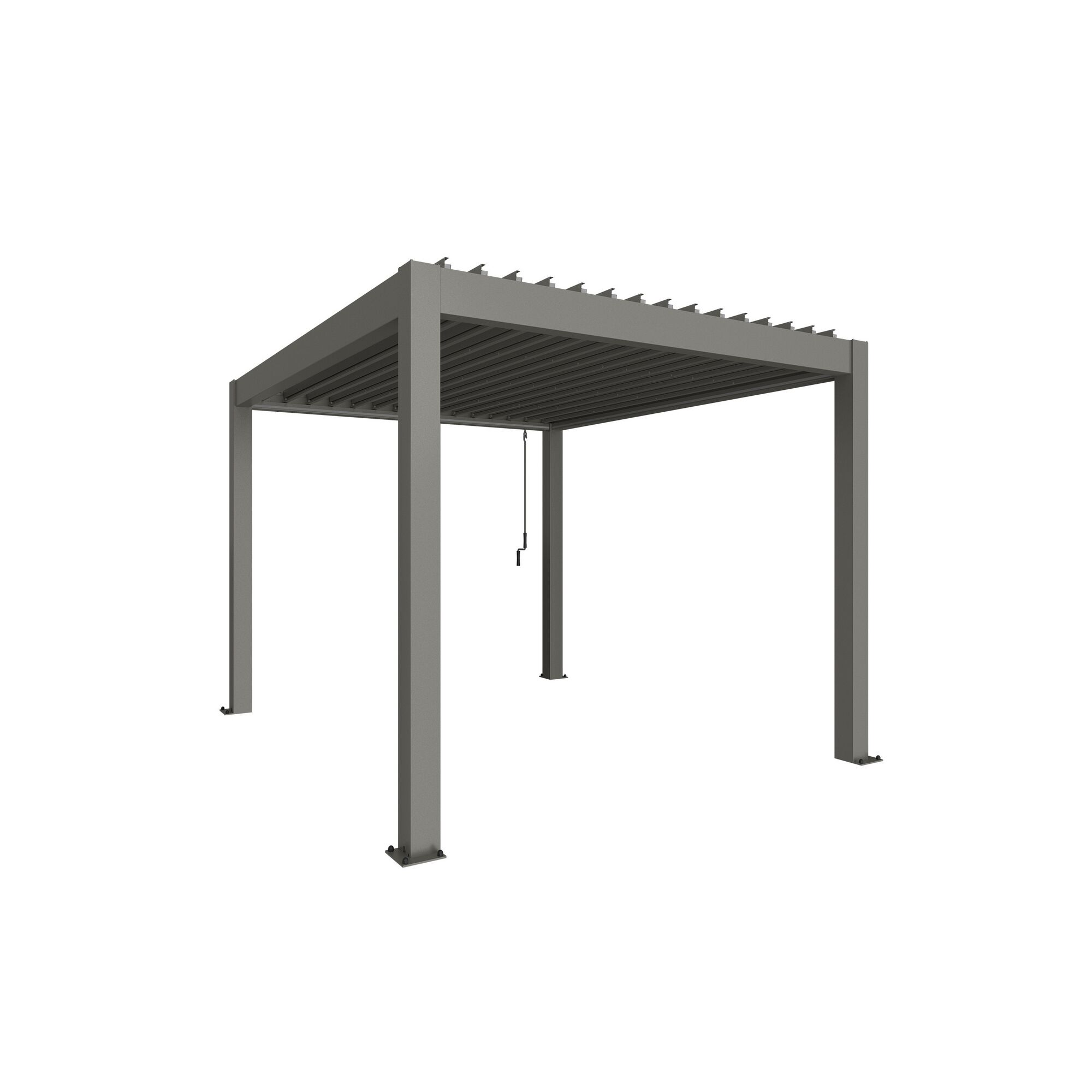 Graue Pergola mit Lamellendach