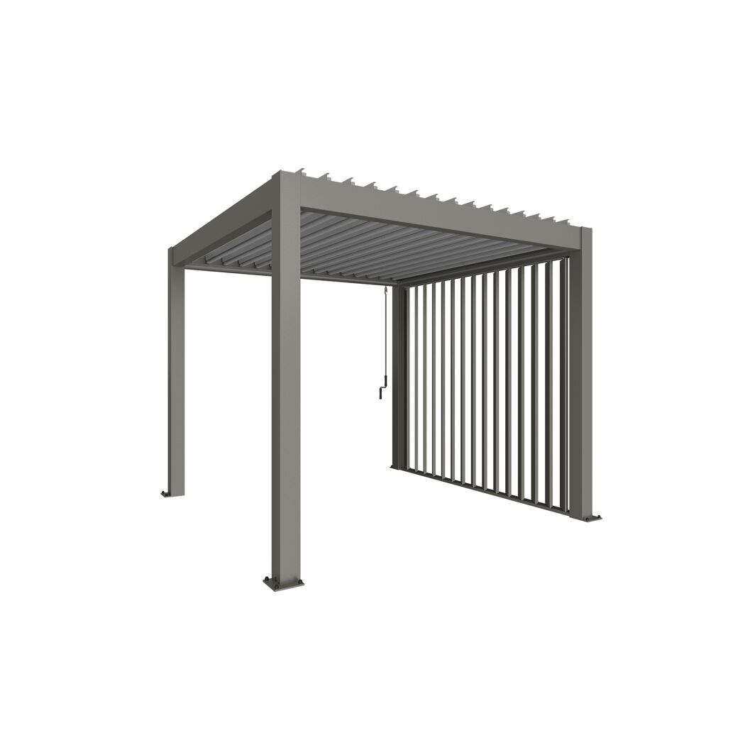 Graue Pergola mit Lamellendach