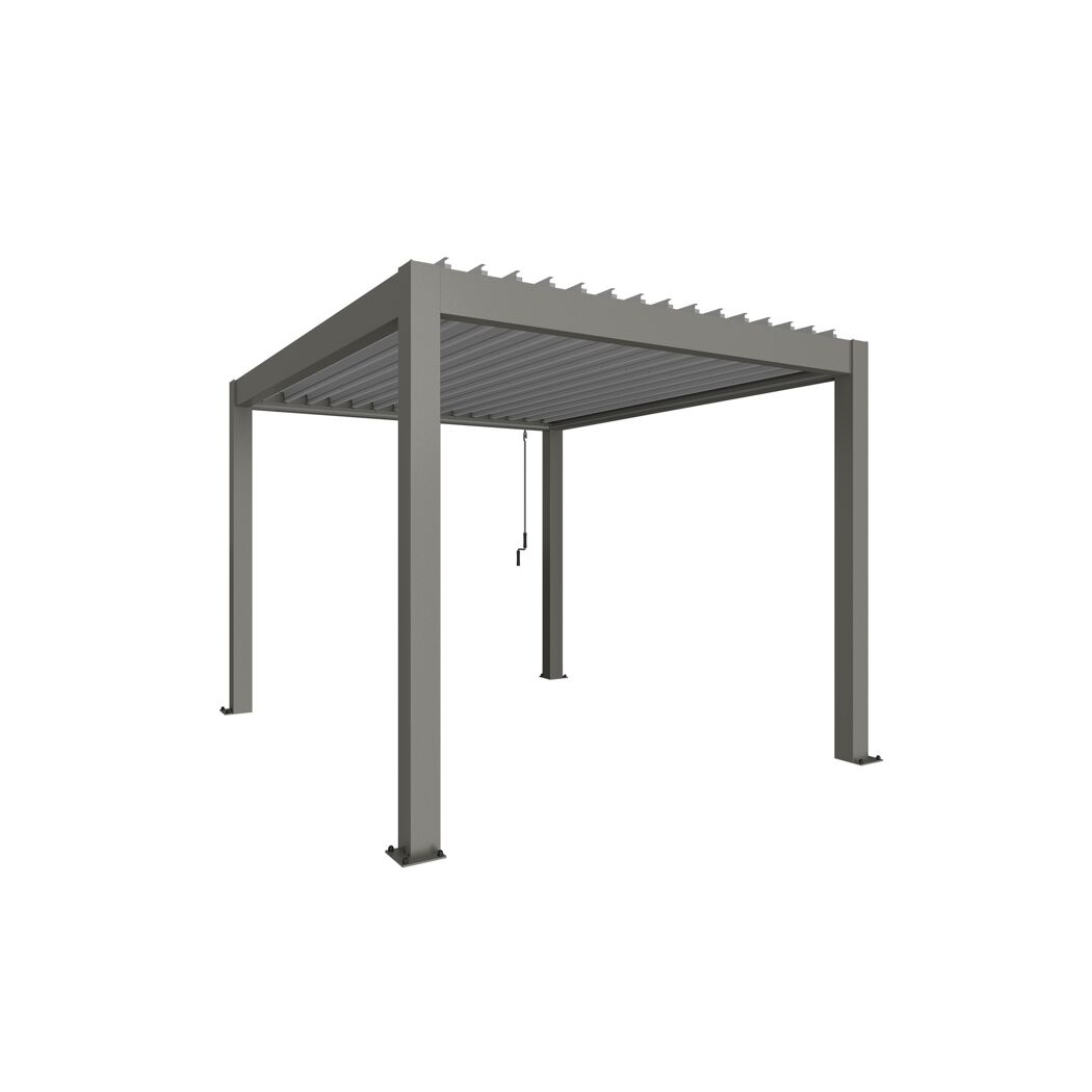 Graue Pergola mit Lamellendach