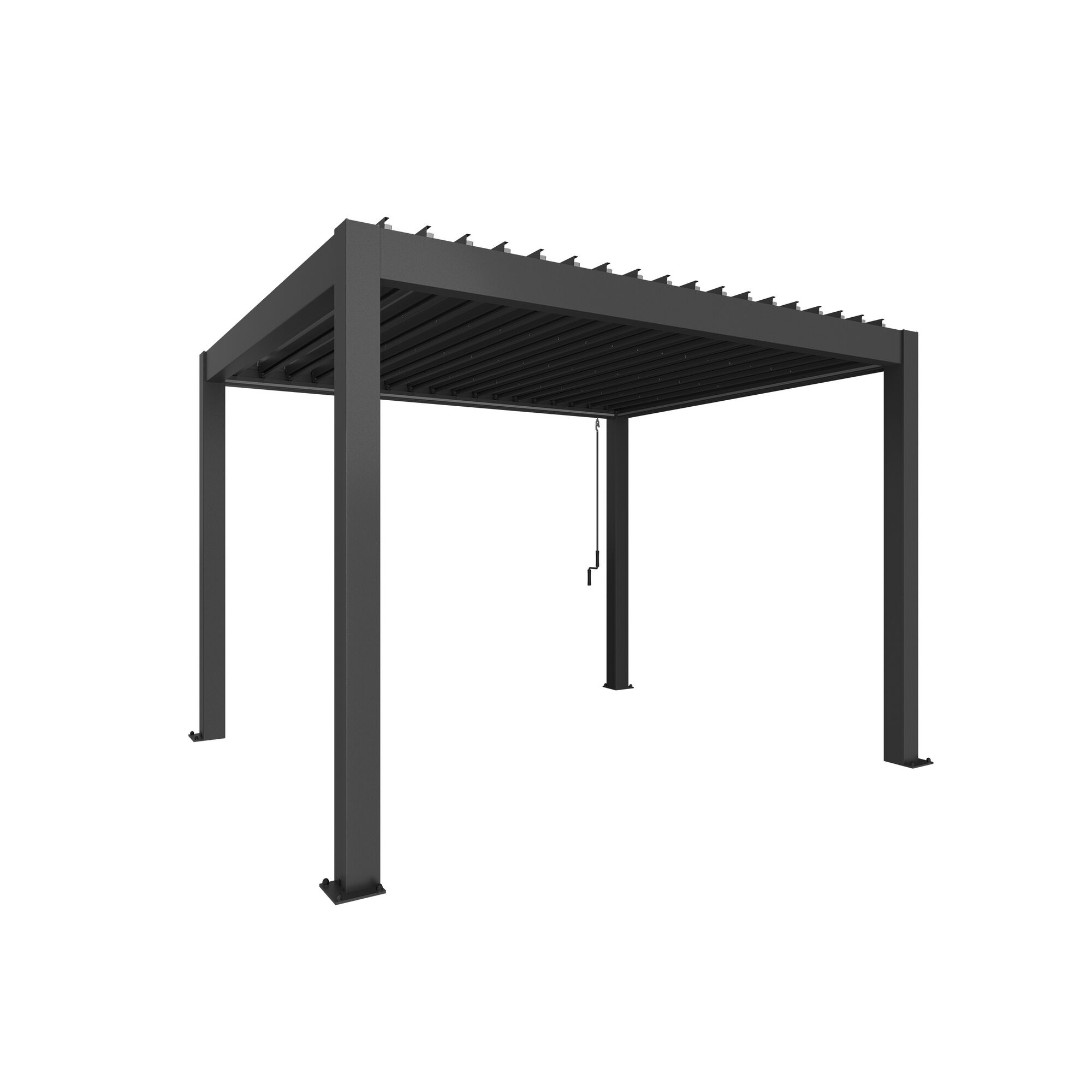 Dunkelgraue Pergola mit Lamellendach