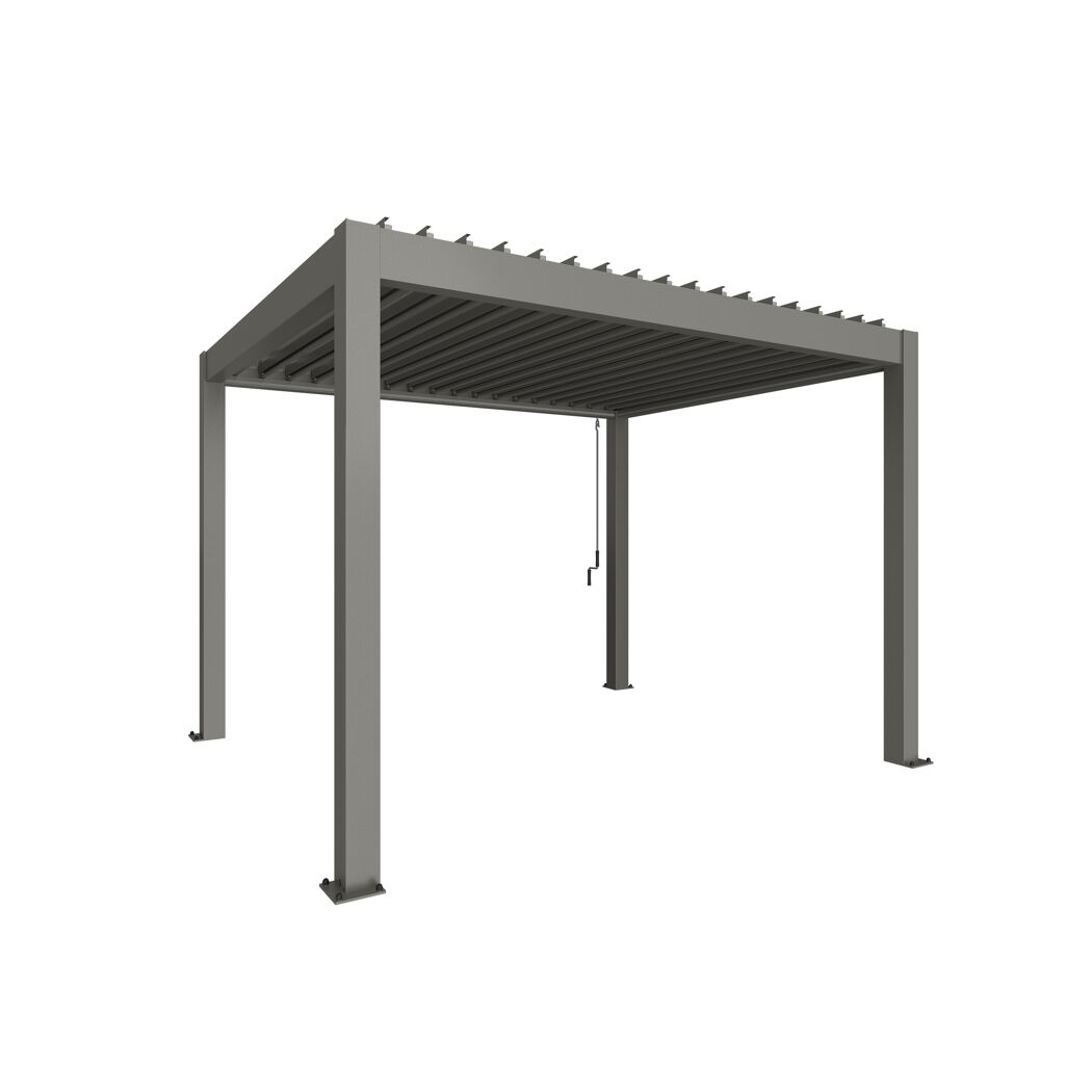Graue Pergola mit Lamellendach