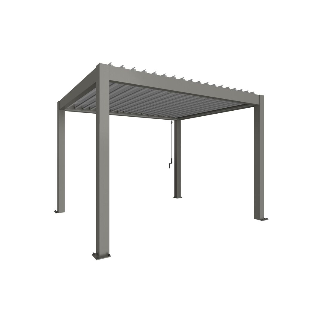 Graue Pergola mit Lamellendach