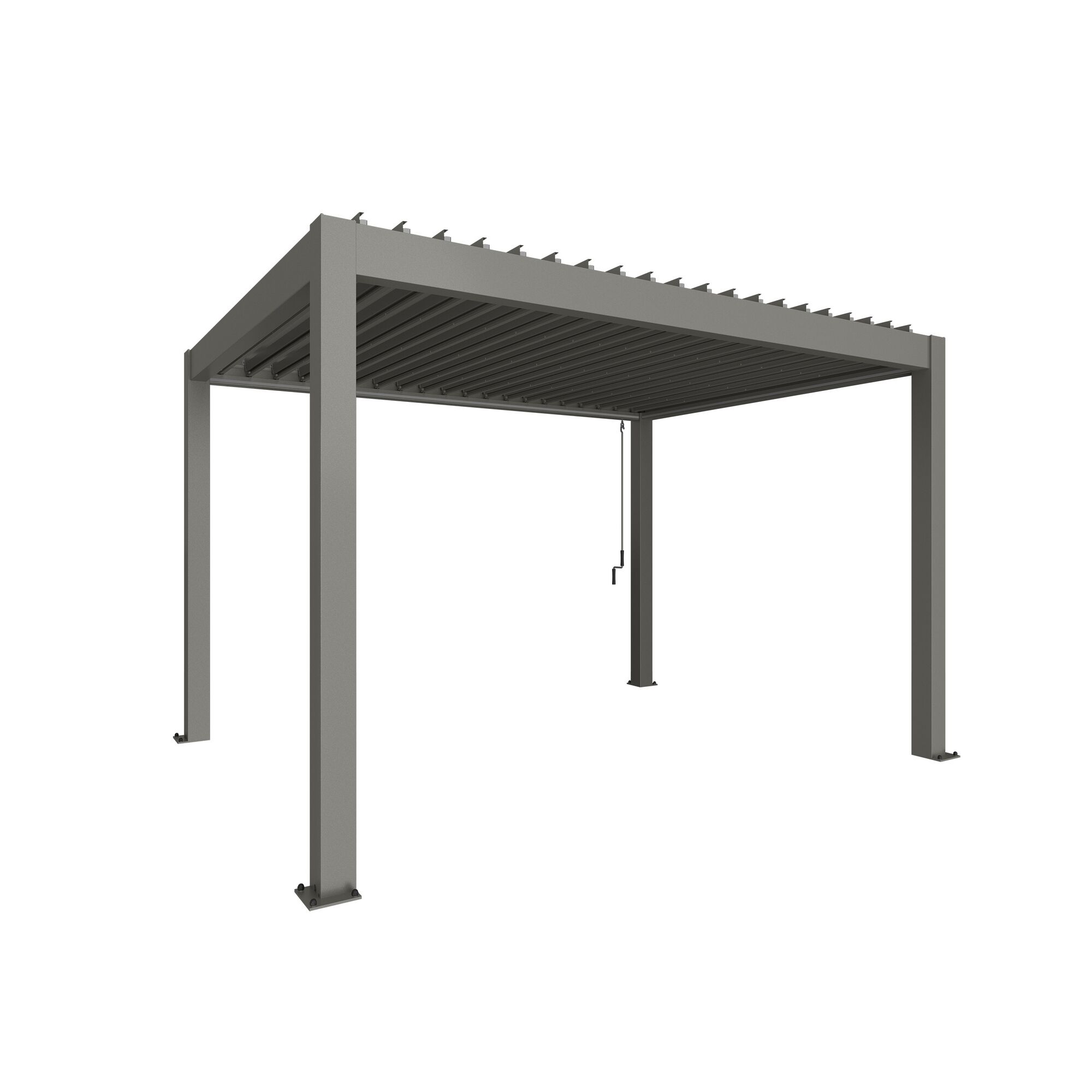 Graue Pergola mit Lamellendach