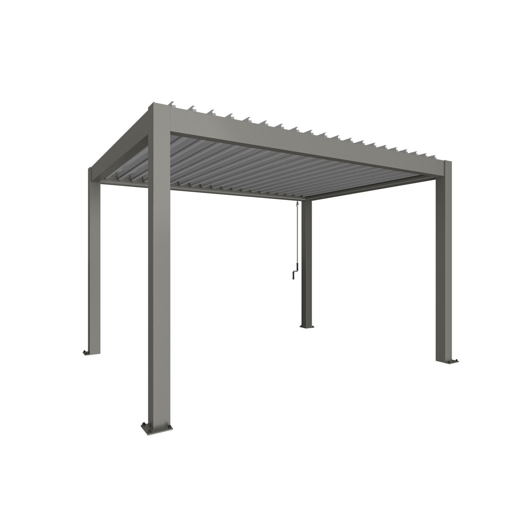Graue Pergola mit Lamellendach
