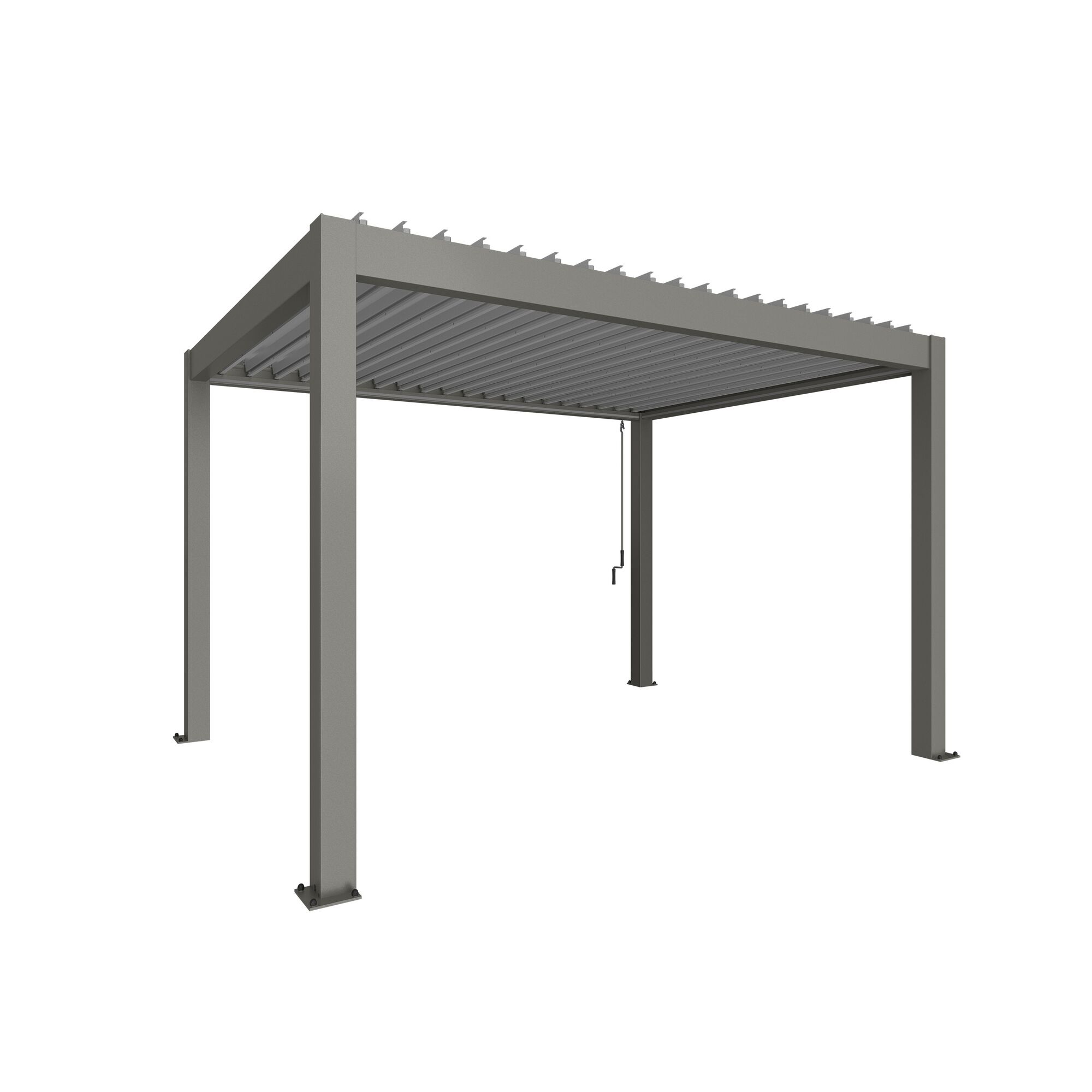 Graue Pergola mit Lamellendach